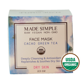Organic Vegan Cacao Green Tea FACE MASK for Dry Skin